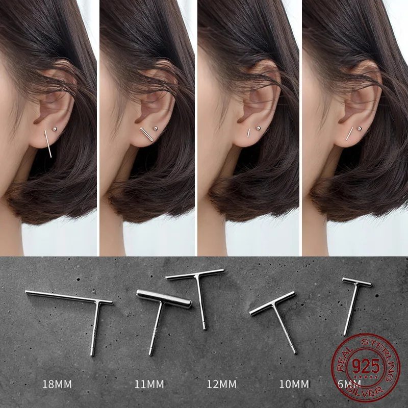 La Monada las mujeres pendientes, pendientes de plata de ley 925 geometría minimalista bien en joyería Stud pendientes para las mujeres de plata 925 coreano