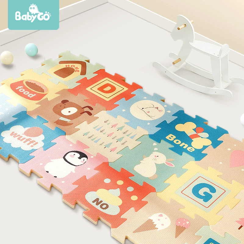 Детский игровой коврик пазл BabyGo водонепроницаемая пена утолщенный для ползания