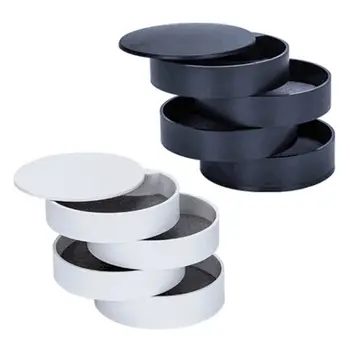 

360 Degree Rotary 4 Layer Jewelry Storage Box Cover Dust Box Holder Earring Necklace Organizers Showcase Display Tool