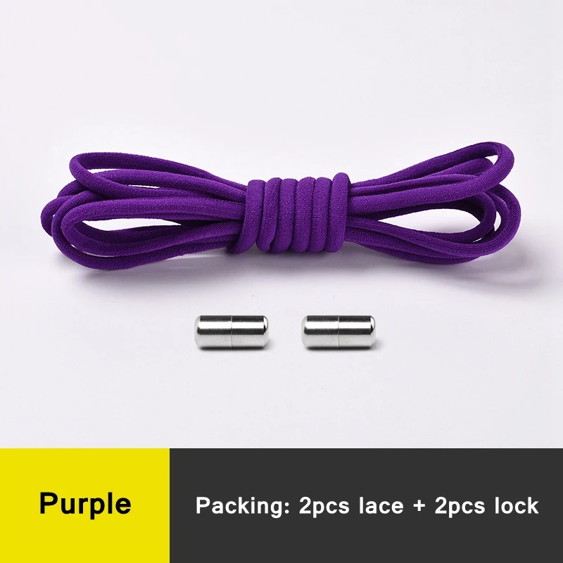 1 пара шнурков без галстука, круглые эластичные шнурки для обуви для детей и взрослых, шнурки для кроссовок, быстросохнущие шнурки, 21 цвет, шнурки - Цвет: Purple
