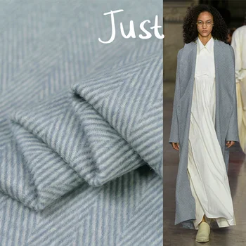 

Light blue herringbone double side wool fabric wool cashmere blended fabric 940g/meter,WF246