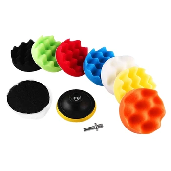 

Car Polishing Pad Wave Sponge Polishing Waxing Mat Kit Car Polishing Machine Buffer with Drill Adapter Sponge Wool Plastic Metal