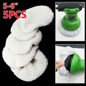 

Universal 5pcs White Polishing Bonnet Buffer Pads Set Soft Wool For 5-6" Car Polisher Waxing Car Cleaning Accessories