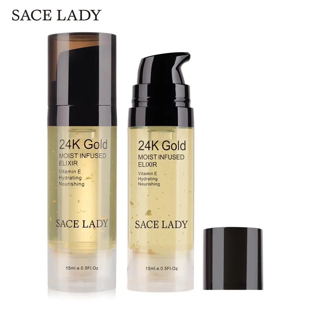 SACE LADY 24K Gold Elixir масло для лица макияж праймер 15 мл Профессиональный увлажняющий макияж База основа праймер