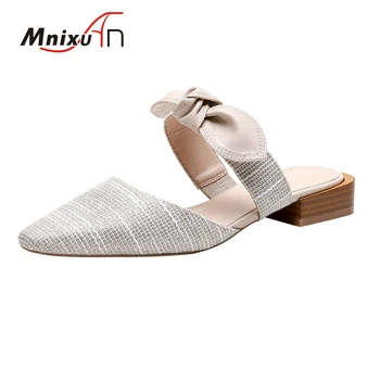 

Chaussure Femme Women summer shoes block heel sandals mules 2020 new square toe low heels ladies slipper slides plus size 34-43
