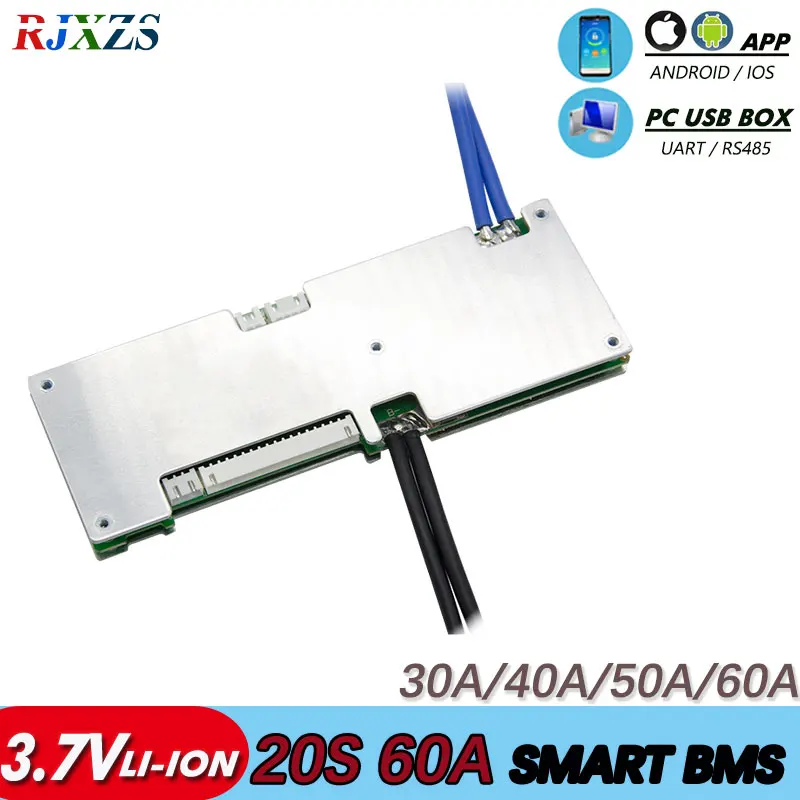 

BMS 20S 30A/40A/50A/60A active bms new Li-ion smart bms pcm with android Bluetooth app UART bms wi software (APP) monitor