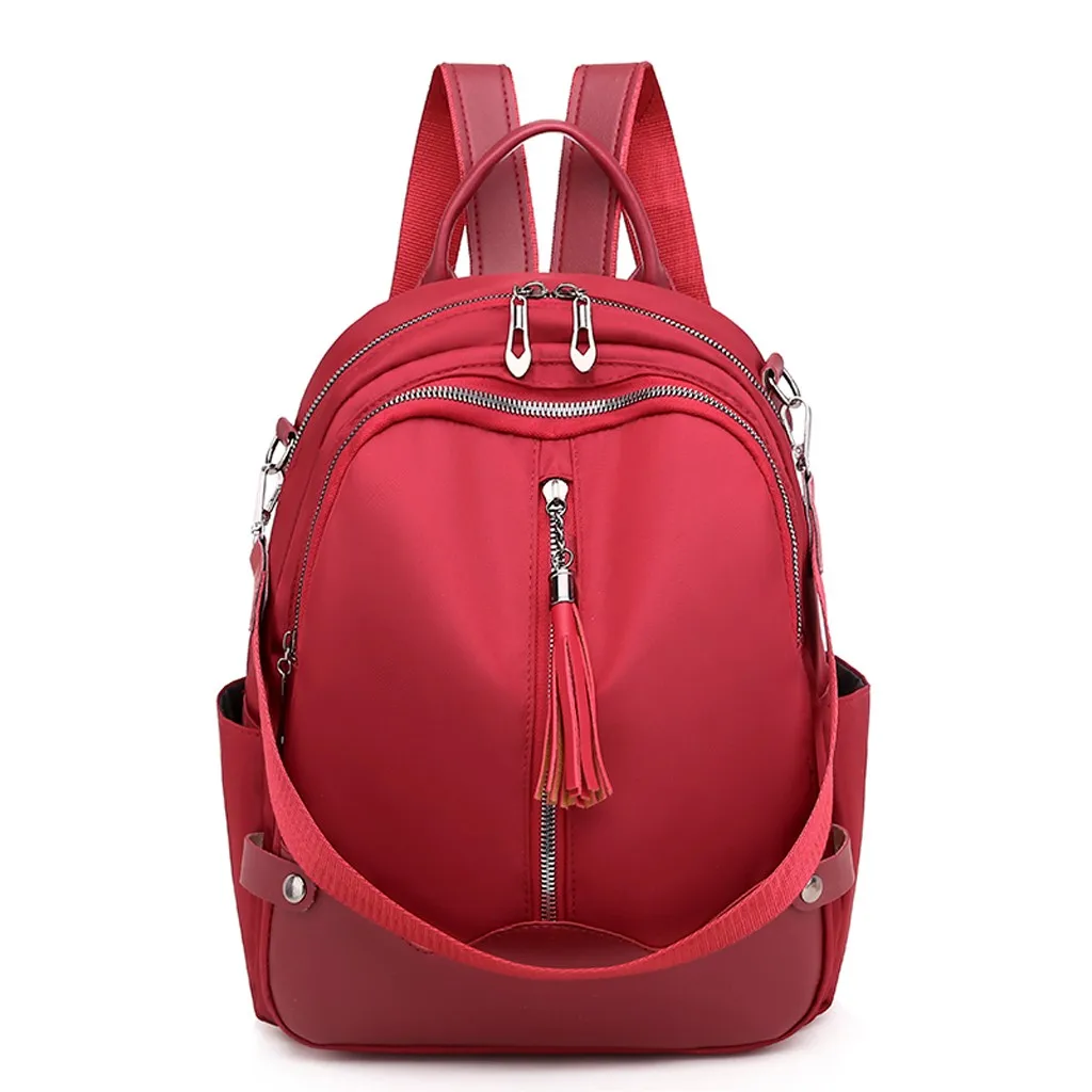 

Fashion Women's Outdoor Solid Color Nylon Multi-Function Backpack Shoulder Bag Multi-Function Small Ladies School Backpack
