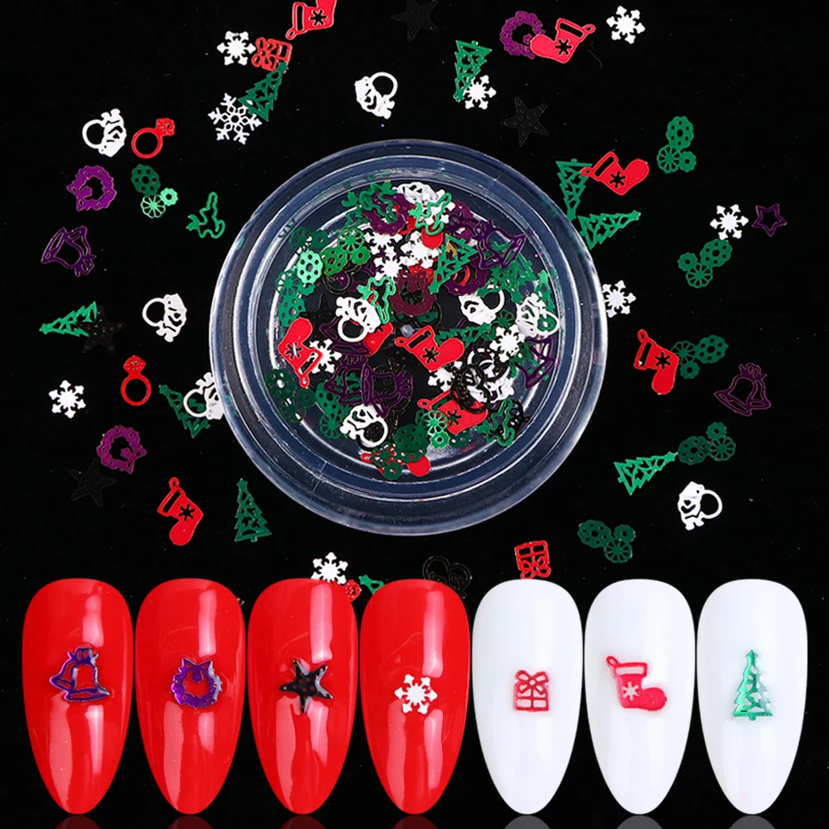100 шт рождественские украшения для ногтей 3D Металл Снежинка дерево подарок дизайн ногтей Стразы УФ гель лак аксессуары советы SA1046-1