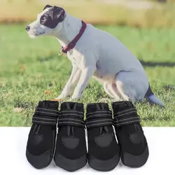 Светящиеся ботинки для собак, черные водонепроницаемые ботинки для домашних животных, уличные защитные лапы для больших собак, лапок