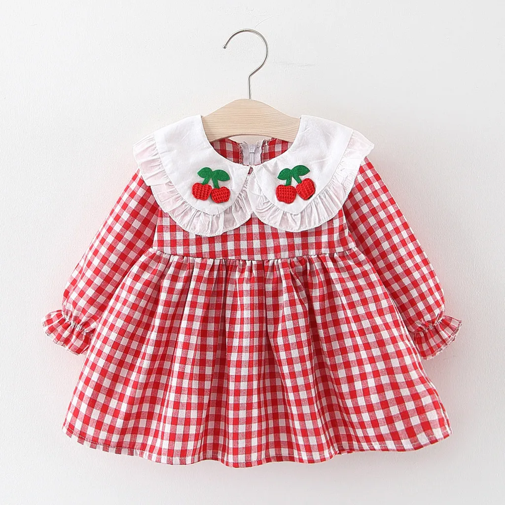 Клетчатое платье с длинными рукавами для маленьких девочек; Vestidos; Осенняя детская одежда для девочек; хлопковые повседневные платья с