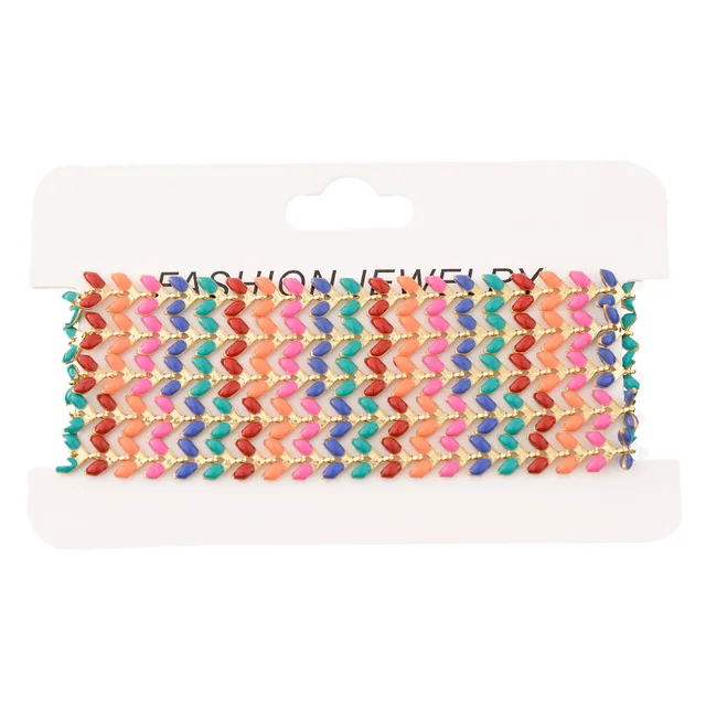 SAUVOO Oil Drop Wheat Shape Link Chains Necklace Gold Copper Chain Design Jewelry Accessories/Jewelry Findings & Components Mixed