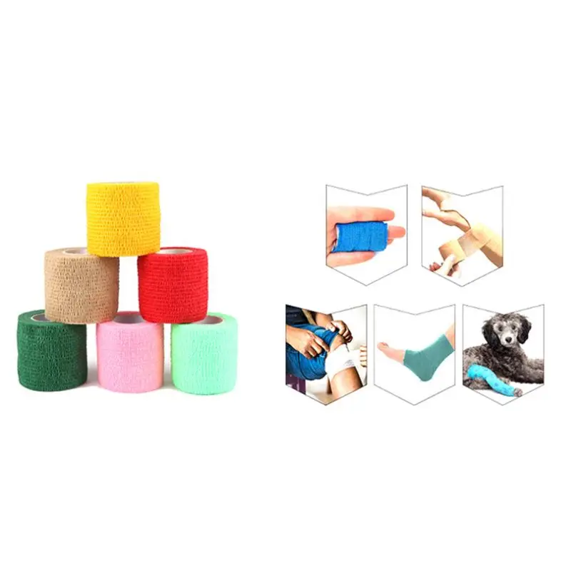 

12 Pcs/set Solid Color Self Adhesive Fixed Bandages Ankle Finger Elastic Bandage