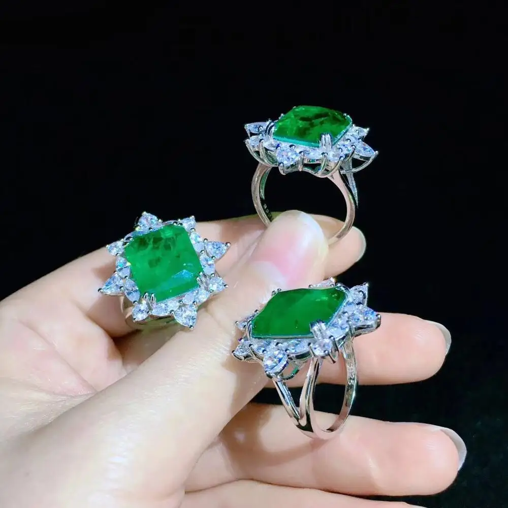Qi Xuan_New Green Stone ожерелье из трех частей S925 Стерлинговое Серебро атмосферная серьга_ Прямая с фабрики