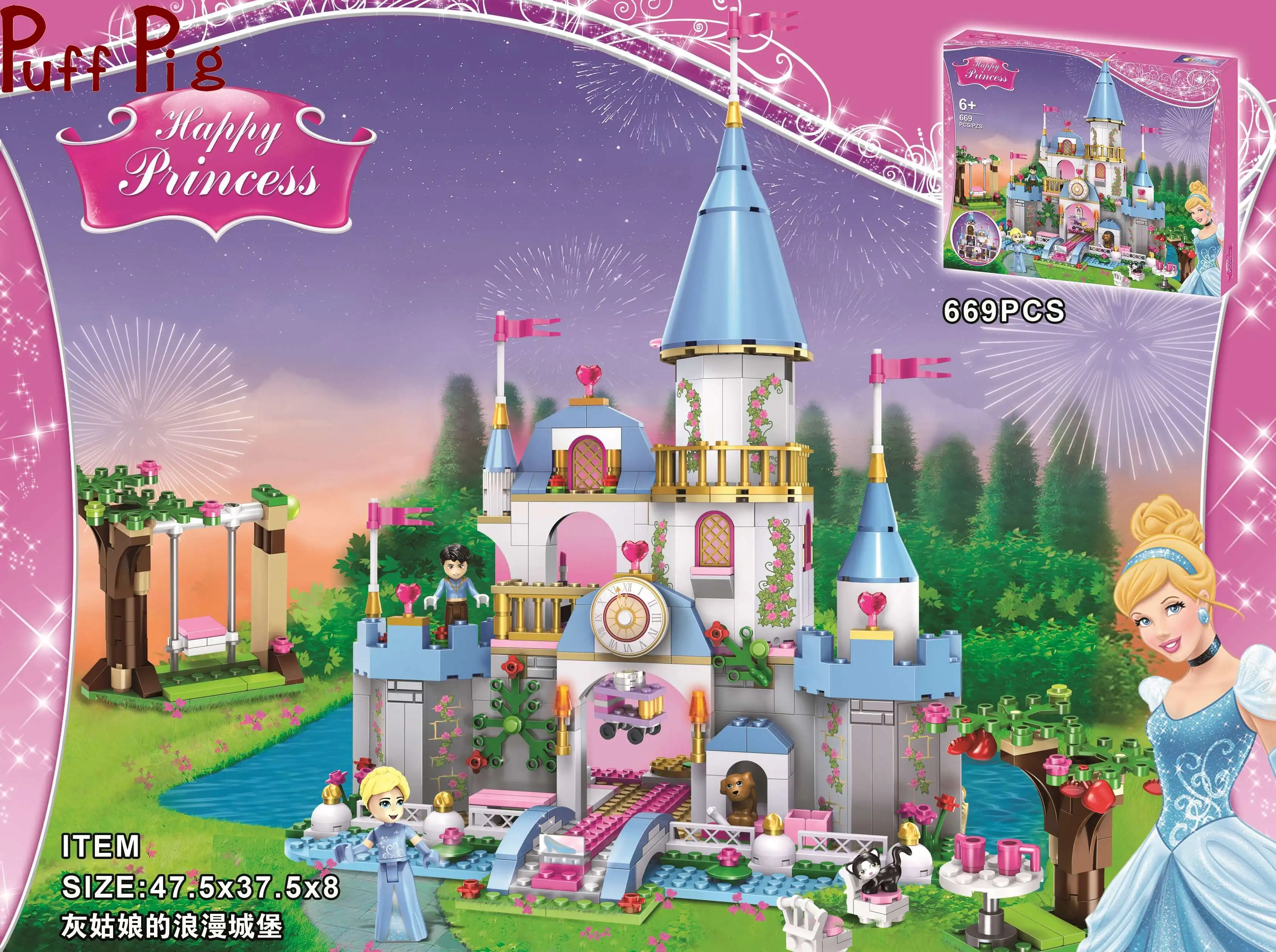 

669PCS Cinderella's Disneyed Princess Castle Festival Building Blocks Compatible Friends Girls Toys Children Bricks