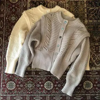 

Women's Knitted Cardigan O-neck Long Sleeve Hollow Out Casual Ladies Knitwear Sweater Outwear Coat Top