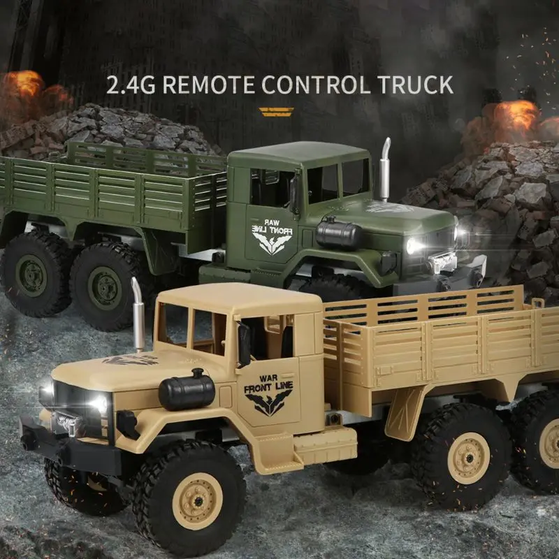 Q64 1/16 2,4G 6WD Rc автомобиль военный грузовик внедорожник Рок Гусеничный RTR игрушка 6 колес Гоночные Игрушки для детей детские подарки 634F