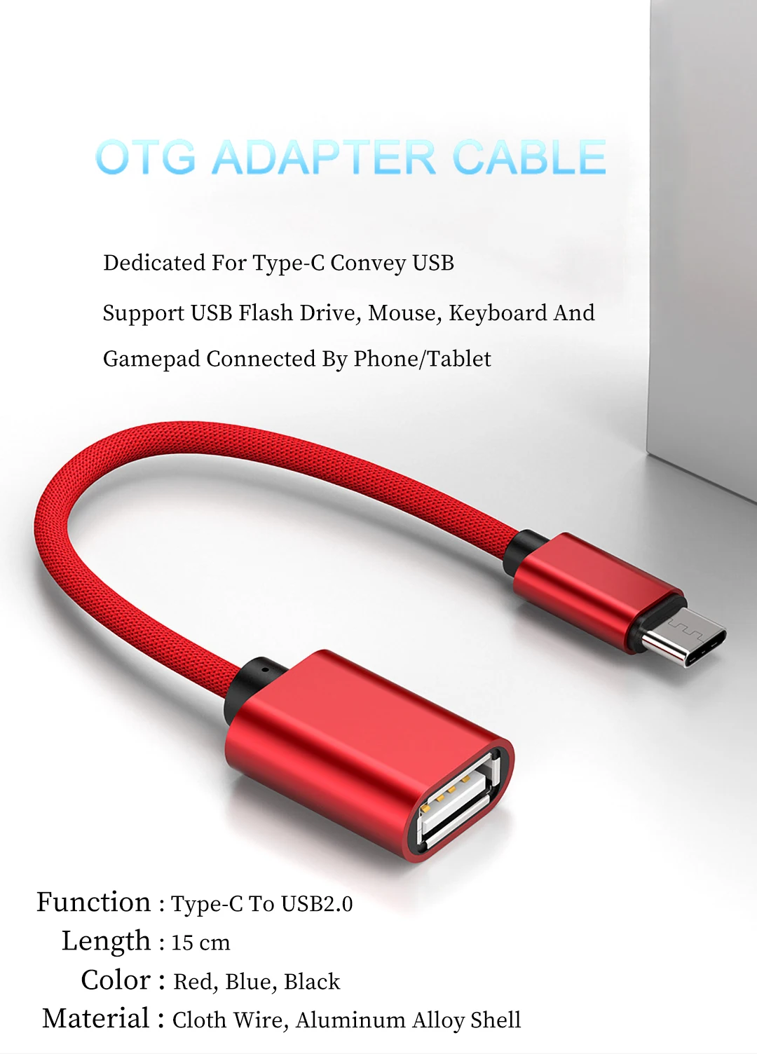 Кабель-адаптер с разъемом type-C-USB A OTG, USB C, OTG конвертер для Xiaomi Redmi, samsung, мобильного телефона, камеры, принтера, разъем для передачи данных