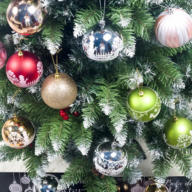 12 шт. 8 см Рождественский шар с принтом Рождественская елка украшение подвеска ветка Украшение Висячие украшения Рождественские украшения для дома