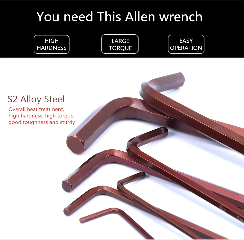 RISK One Set(9PCS) Mountain Road Bike Bicycle Hex Allen Key Wrench Set Ball Point End Long Arm Repair Tool