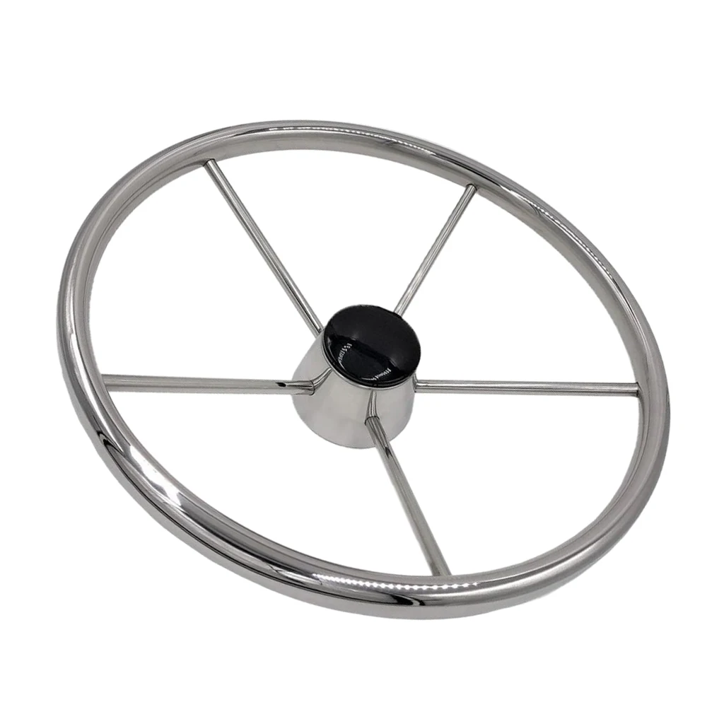 5-Spoke 13-1/2 Inch Stainless Steel Boat Steering Wheel for Marine Yacht Pontoon Boats Dinghy