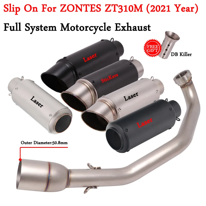 

For ZONTES ZT310M 310M 2012 Year Full System Motorcycle Exhaust Escape Modifi With Front Mid Link Pipe Connecting 51mm Muffler