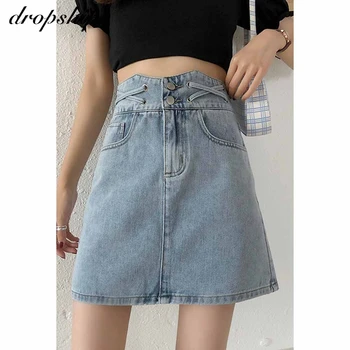 

High Waist Woman Denim Skirts Summer Womens Jean Skirt Black Loose Mini Skirt Faldas Mujer Moda 2020 Blue Zipper Harajuku Skirt