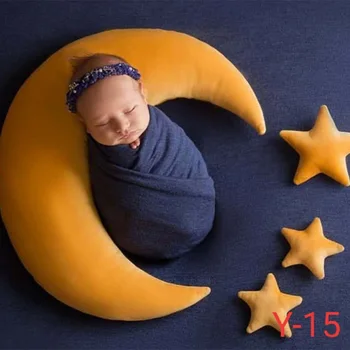 

Newborn posing pillow infant photography Prop moon pillow with stars hat set cute toddler photo body poser for studio shooting