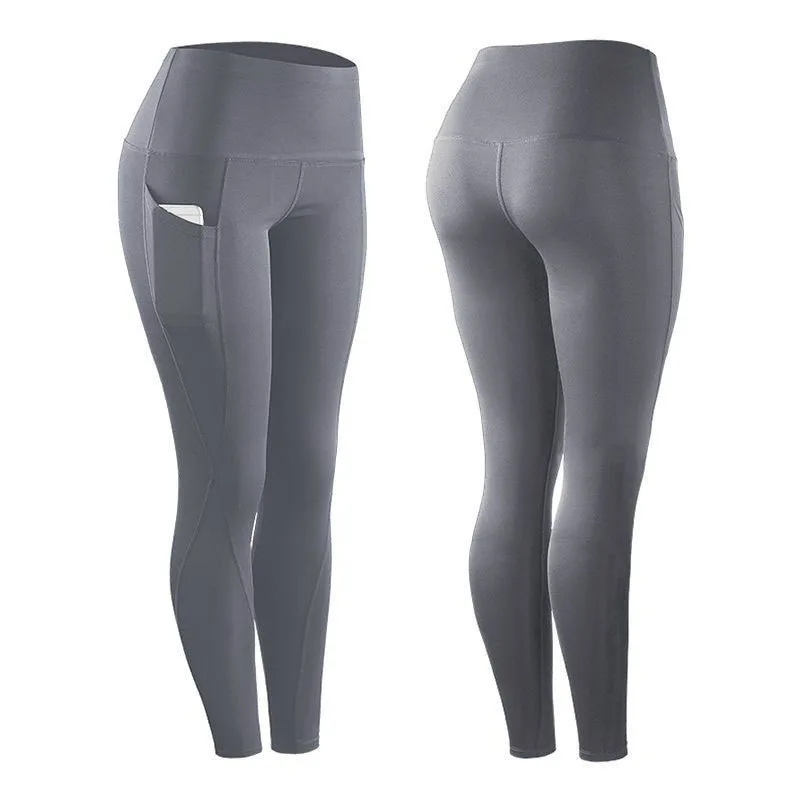 Spandex High Waist Legging Pockets Fitness Bottoms Running Sweatpants for Women Quick-Dry Sport Trousers Workout Yoga Pants flare leggings Leggings