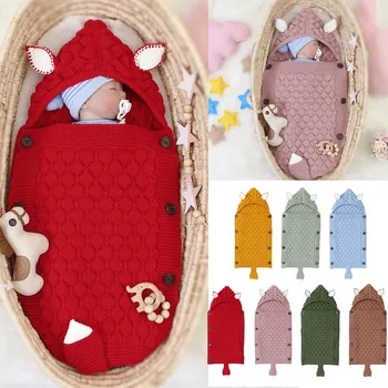 

3D Rabbit Ear Swaddle Blanket Newborn Infant Baby Girls Boys Knitted Sleeping Swaddle new born Sleep Wrap bedding neonato
