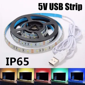 

50CM RGB Flexible LED Strip Light USB 3528 SMD Sting Ribbon Adhesive Tape TV Background Lighting Waterproof IP65 DC 5V