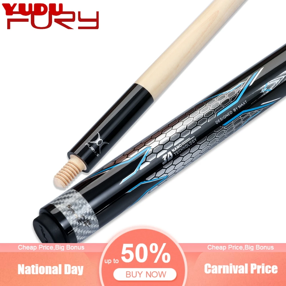 

New FURY Billiard Jump Cue FS-PJ-1 Carbon Fiber Cue Stick 13mm Tip 108cm Length Black 8 Professional Maple Billar Cue Jump China
