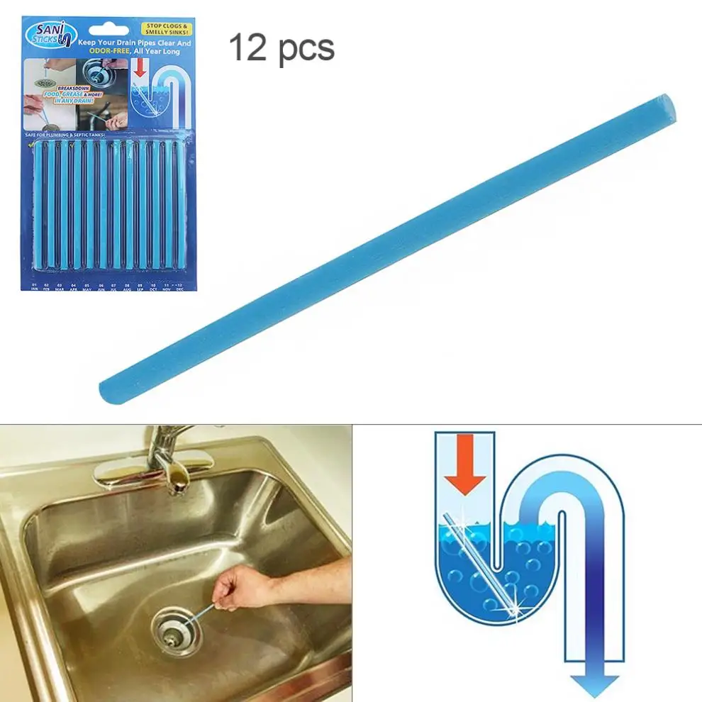 

12pcs/set Pipeline Bathtub Decontamination Drain Kitchen Sink filt Sani Sticks Sewer Cleaning Rod for Kitchens