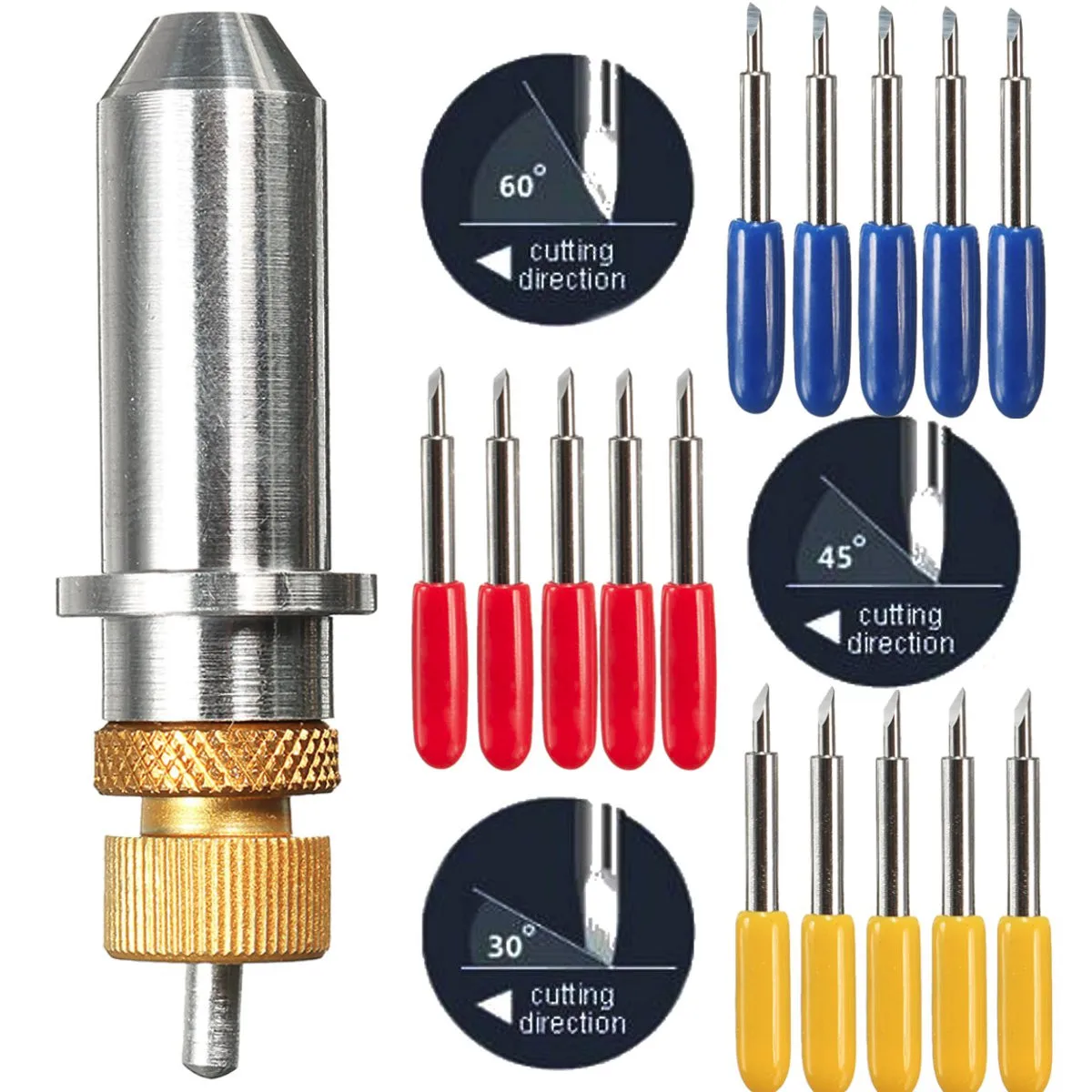 

11.5mm Black Cutting Plotter With 15pcs Blades 30/45/60 Degree for Vinyl Cutter Blade Holder Milling Cutter