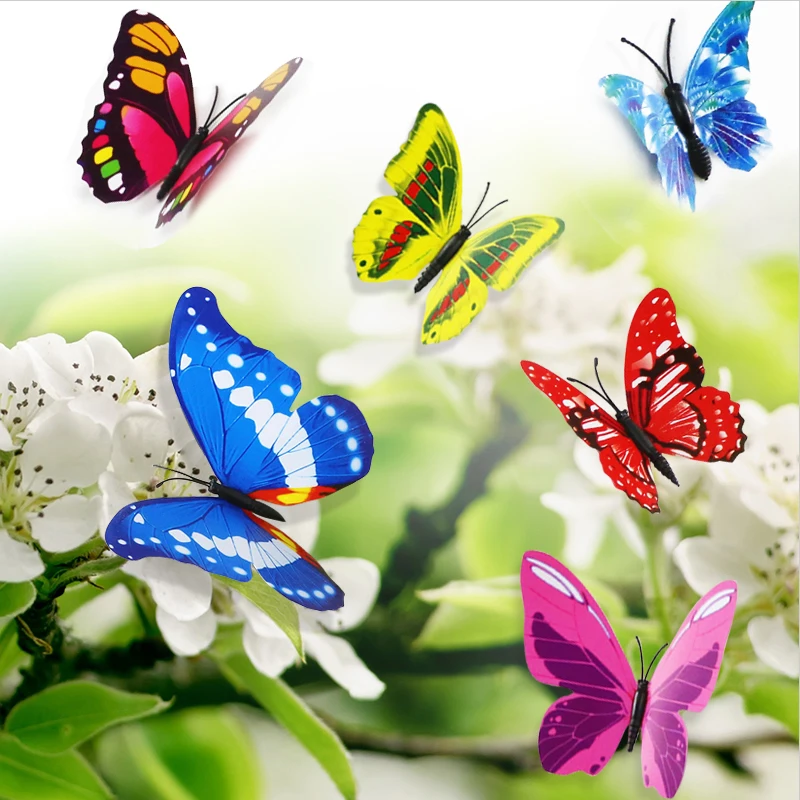 12-Pcs-set-3D-PVC-Double-Butterfly-Wall-Sticker-Butterfly-on-the-wall-Home-Decor-New