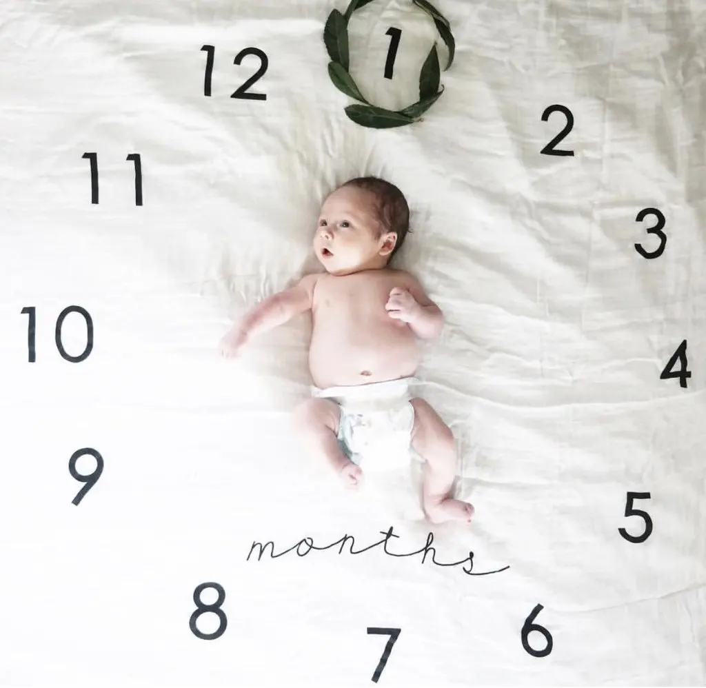 Фотосессия новорожденных детское одеяло муслиновое одеяло Муслин пеленать хлопок новорожденных обёрточная бумага Детские Одеяло-Ростомер еже реквизит для фото - Цвет: clock