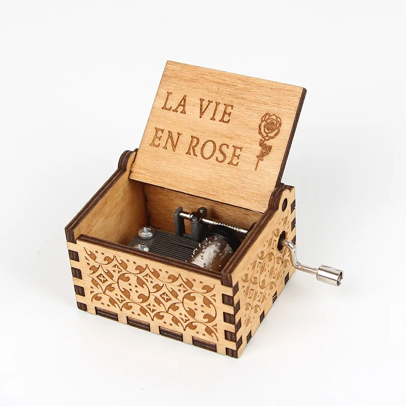 La vie en rose Резная ручная Музыкальная Шкатулка Деревянная Игра престолов рождественские украшения для дома аксессуары Прямая - Цвет: La vie en rose