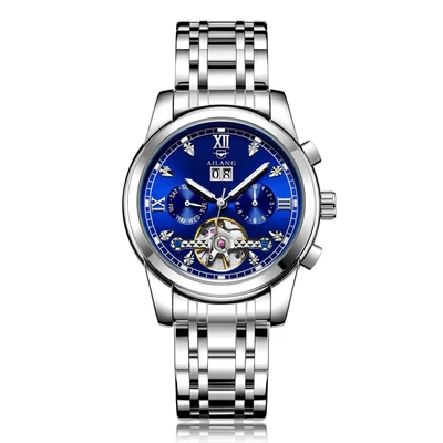 AILANG часы мужские люксовый бренд из нержавеющей стали Tourbillon несколько функций водонепроницаемые механические мужские часы - Цвет: Steel 04