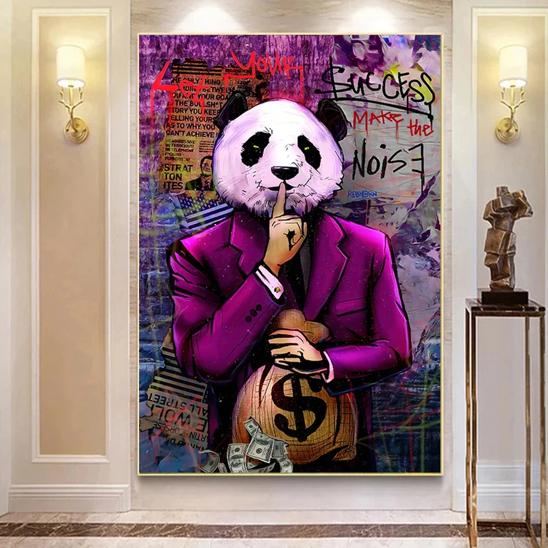 Graffiti Wall Art Panda Money Dollar Canvas Paintings Modern Posters and Prints Wall Picture For Living Room Decoration Cuadros
