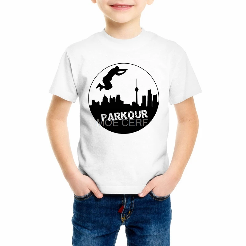 Parkour Free Running/детская футболка Забавная детская футболка для девочек с принтом Parkour Runner стильная брендовая Футболка с принтом для мальчиков Z10-1