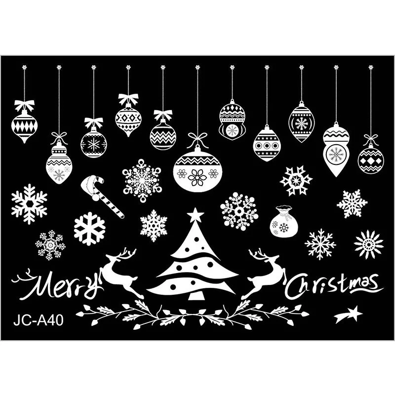 JCA40 Новогодняя оконная стеклянная ПВХ Наклейка на стену, Рождественская DIY Наклейка на стену в снежный город, домашняя наклейка, Рождественское украшение для дома, товары для дома - Цвет: JCA40
