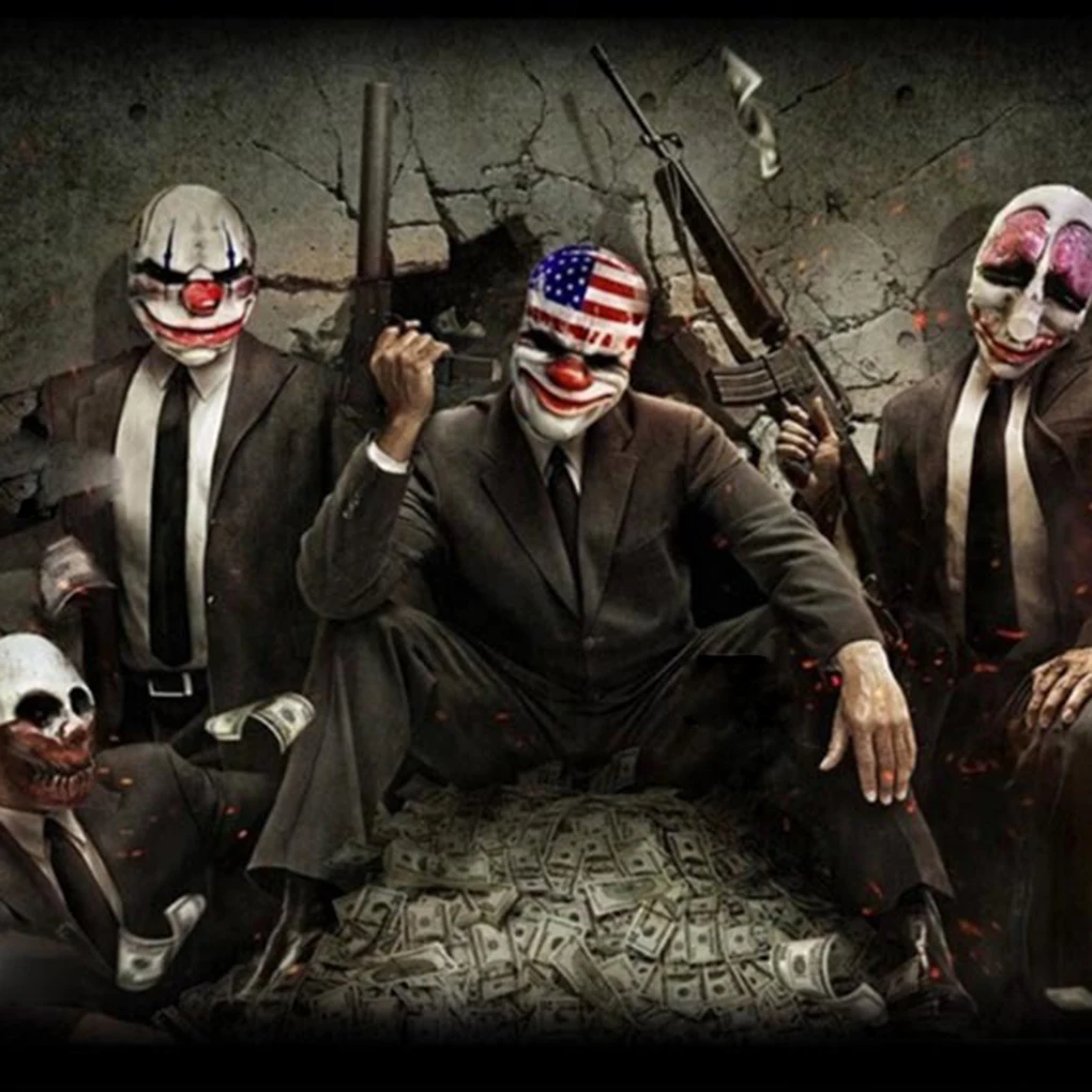 Маски клоуна из ПВХ, вечерние, маскарадные, забавные, страшные, Payday 2, маска ужаса на Хэллоуин, карнавальный костюм, тушь для вечеринок, карнавал