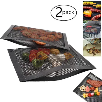 

2Pcs/pack Non Stick Mesh Bag Non-Stick BBQ Grill Mesh Mat Easy to Clean Mesh Bag for Outdoor Picnic Cooking Barbecue