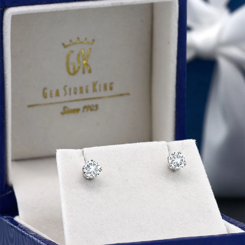 Женские сережки гвоздики Charles & Colvard Forever Classic 0 60 cttw круглые серьги из белого золота