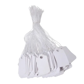 

100 PCS White Tags with String Marking Strung Tags Writable Tags Display Label