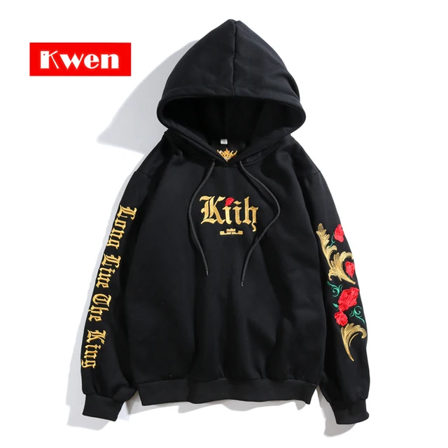 US $25.29 Street clothing gold letters Embroidery rose hoodies men Sweatshirts spring hoodie sweatshirt hip h