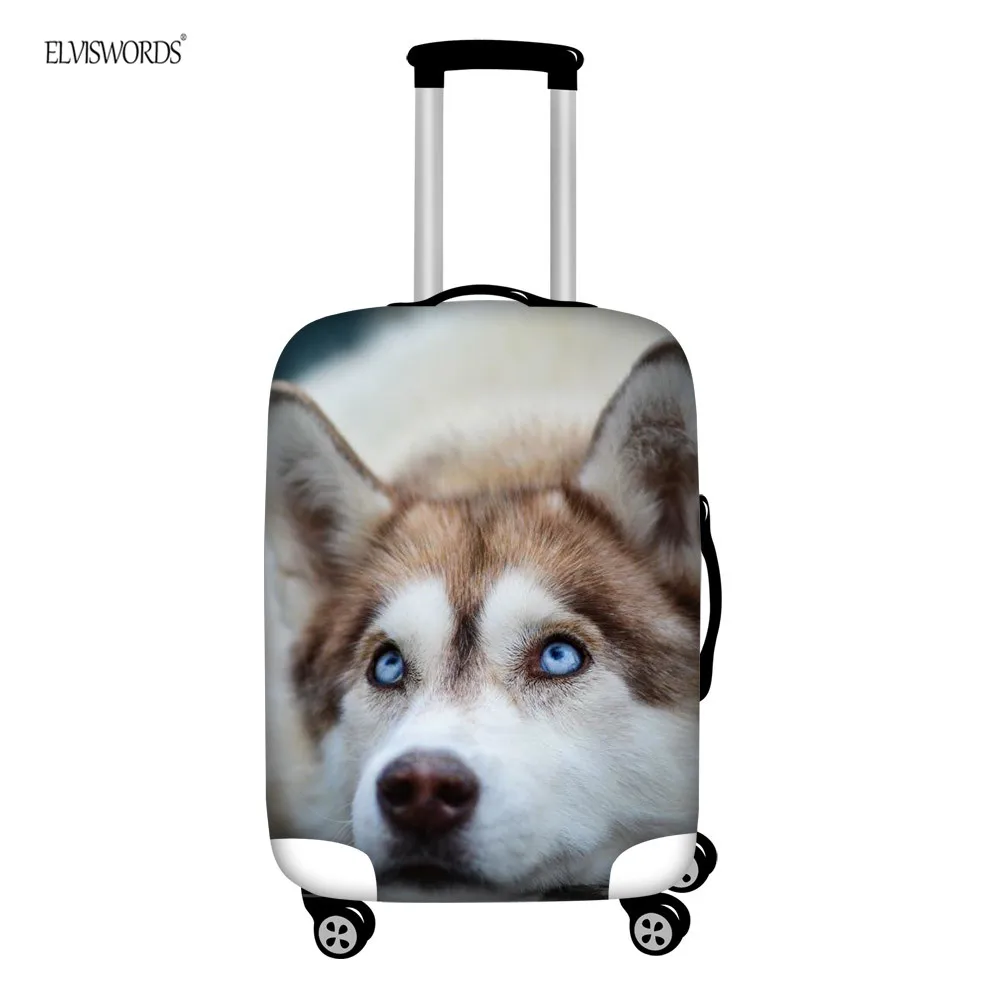 ELVISWORDS Huskie Забавный 3D печать эластичный Чехол для багажа Толстая пыль дождевики собака нанесение на 1"-32" чемодан - Цвет: HMC1836