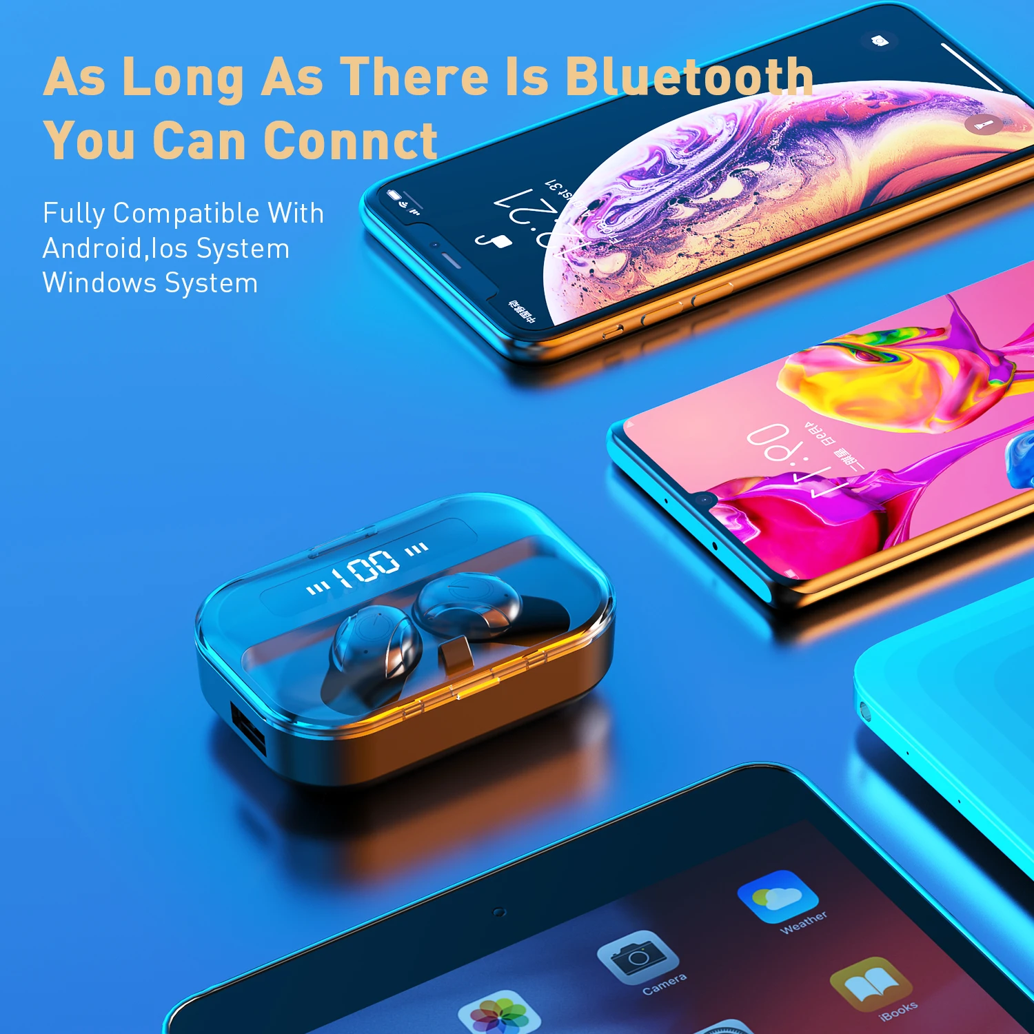 Ottwn T8 TWS Bluetooth 5,0 беспроводная гарнитура Спортивная стереогарнитура с микрофоном цифровой дисплей поддержка для всех смартфонов
