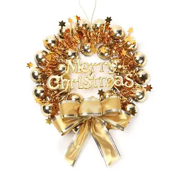 

Christmas Wreath Decorative Ball Bowknot Front Door Wreath Hanging Wreath