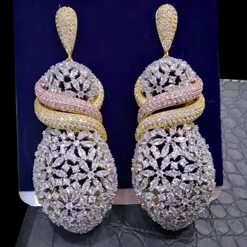 

GODKI Luxury Popular Flower Blossom Big Earrings for Women Wedding Full Crystal Zircon Naija Wedding Earring Fashion Jewelry