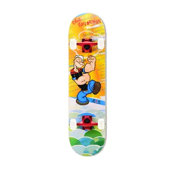 

High-density Maple Wood Skateboard Double Kick Tail 4 Wheels Scooter Brush Street Board Longboard For Kids Adults